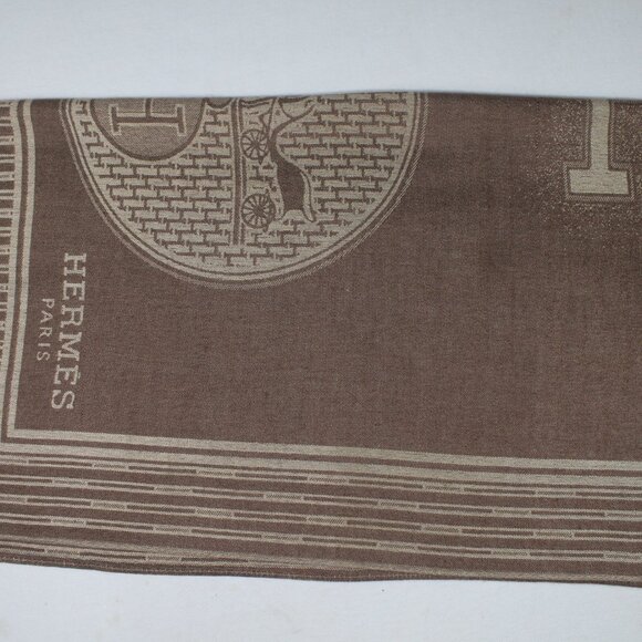HERMES Scarf Shawl Wrap Stole 65% Cashmere 35% Silk Multicolor Used - Picture 12 of 14